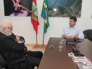 Reunião Salomão Ribas Jr, presidente da Academia Catarinense de letras e Mary Elizabeth Benedet Garcia  Diretoria de Difusão Artística da FCC-3