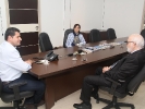 Reunião Salomão Ribas Jr, presidente da Academia Catarinense de letras e Mary Elizabeth Benedet Garcia  Diretoria de Difusão Artística da FCC-4